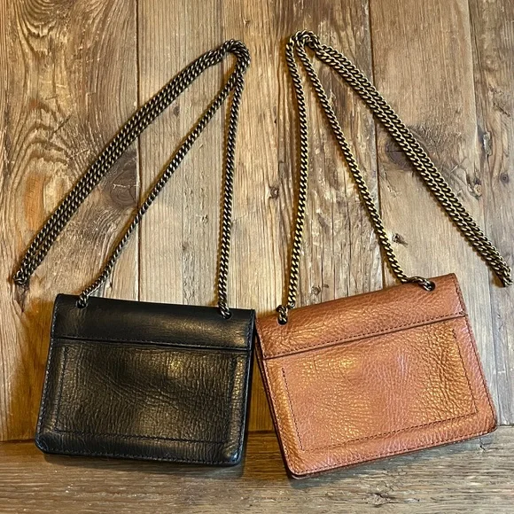 2- Madewell The Chain Leather Crossbody Bags in Black and Brown - Picture 4 of 11